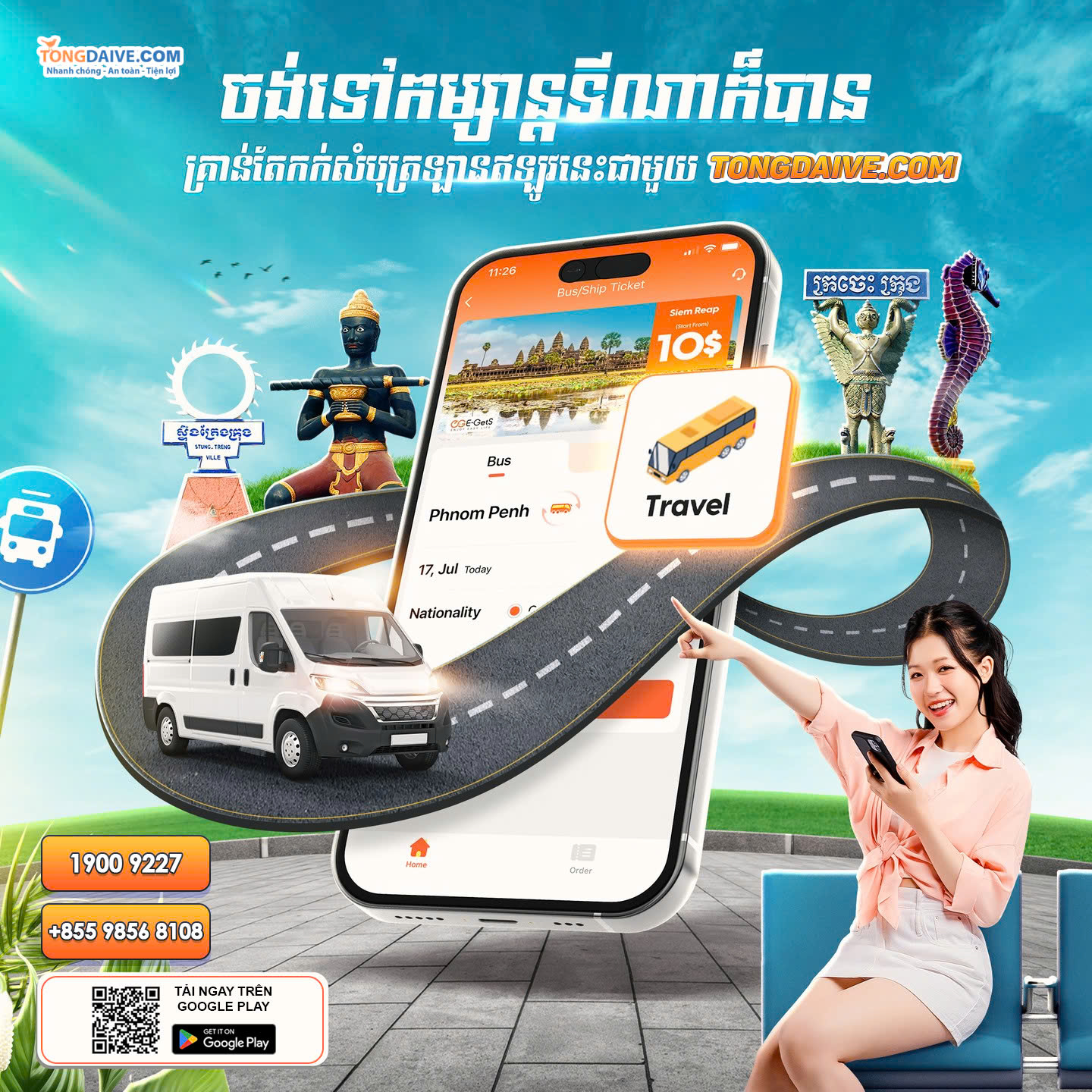 Vé xe Campuchia 2026 đã mở bán