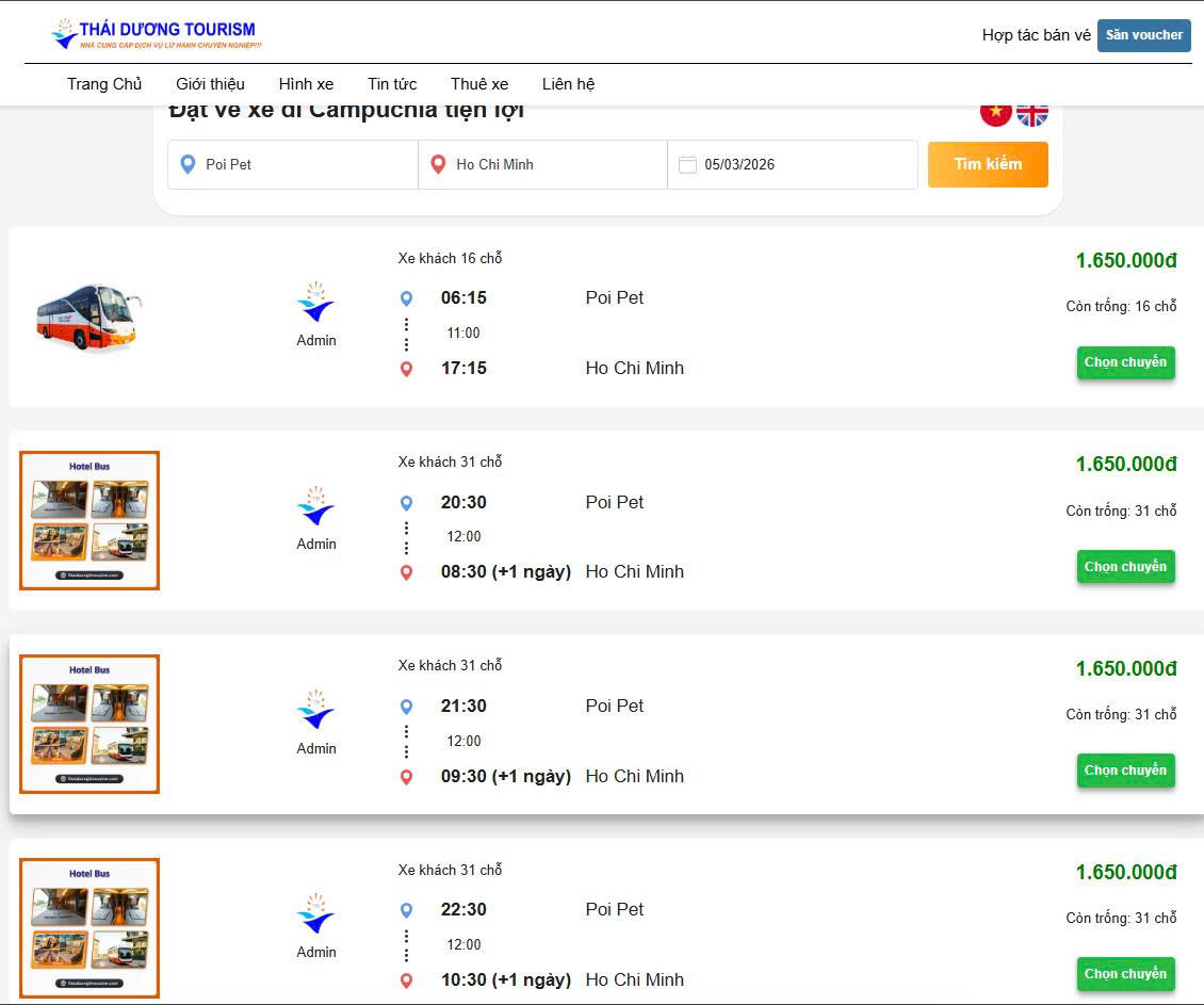 Xe từ Poipet về Sài Gòn limousine VIP, đón tận khách sạn, hỗ trợ cửa khẩu nhanh chóng. Đặt vé 2026 giá tốt, khởi hành mỗi ngày.